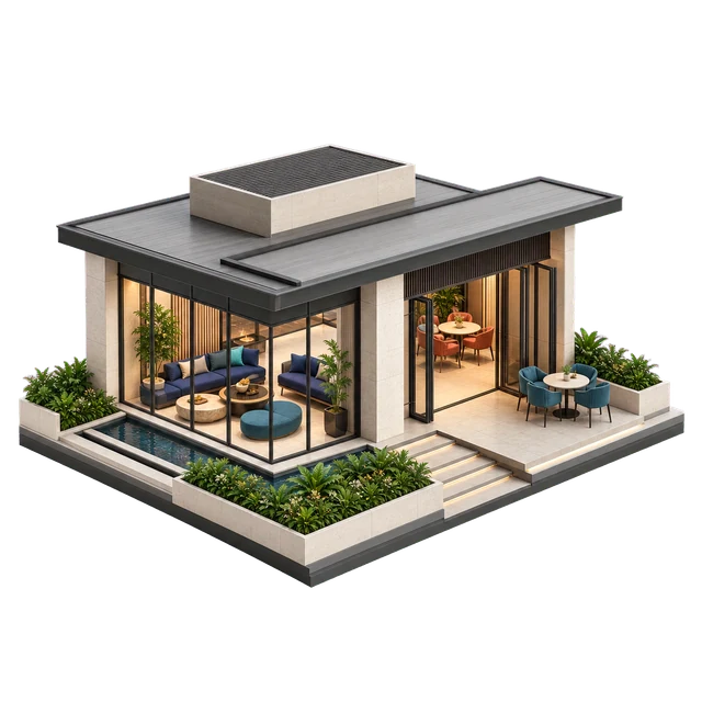 Clubhouse & social spaces amenity illustration