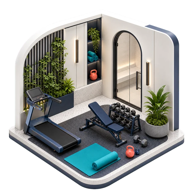 Fitness & yoga amenity illustration
